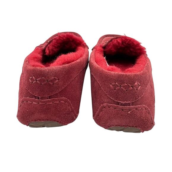 UGG Ansley Charm Gem Red Suede Leather Wool Blend Slip On Slippers 112507 - Picture 12 of 14